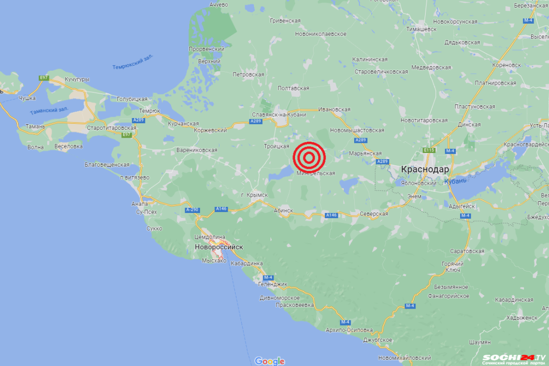 Землетрясение магнитудой 3.7 произошло в Краснодарском крае