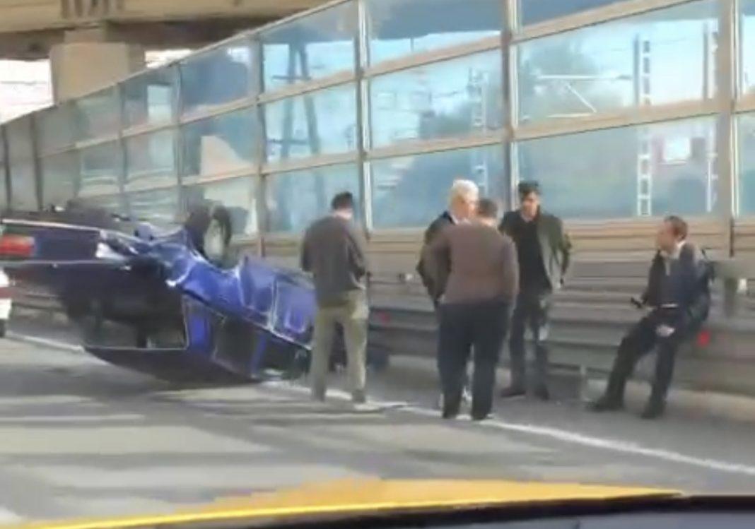 Лихачи-трюкачи из Сочи опрокинули машину на крышу