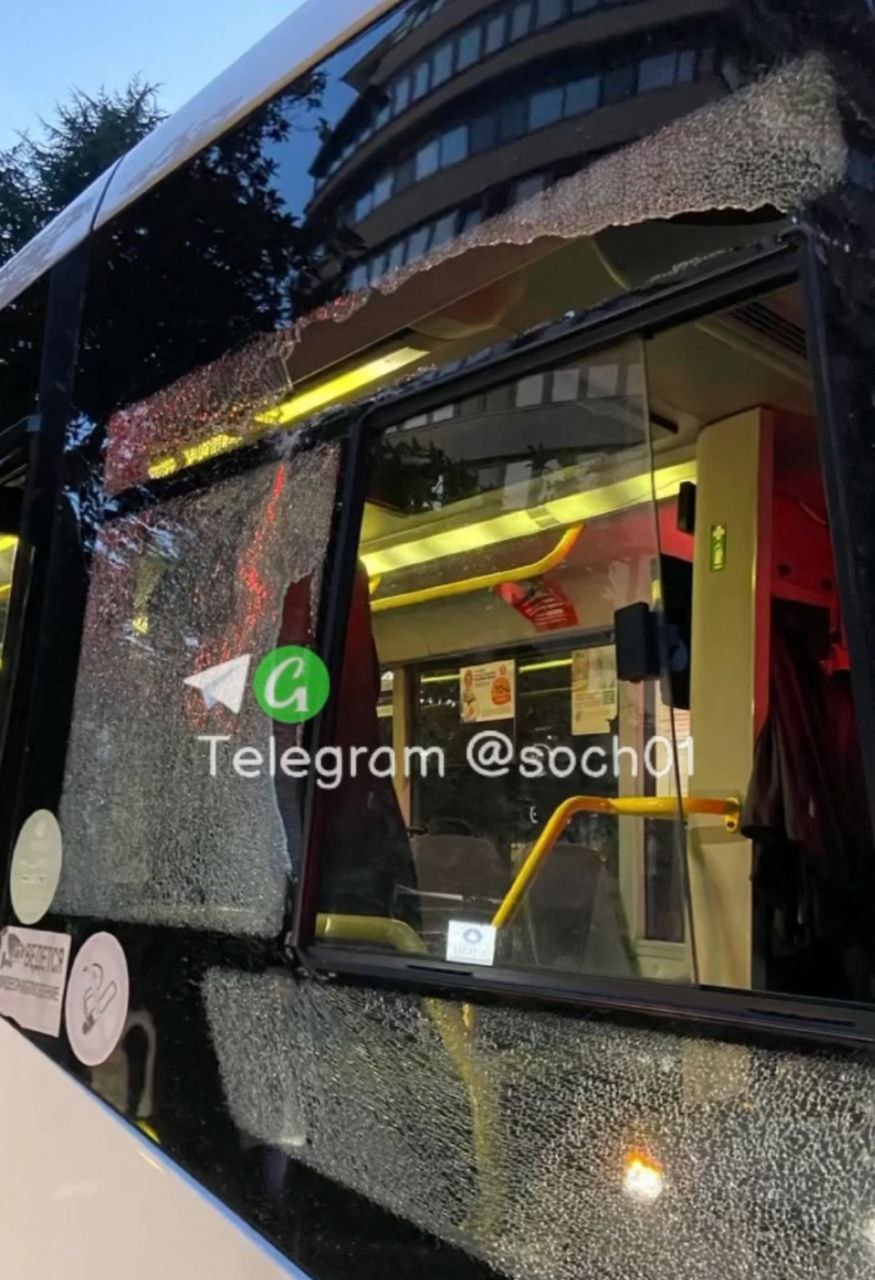 Скандалистка камнем разбила стекло в автобусе в Сочи (Видео)