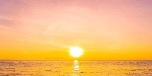 Beautiful landscape of sea beach ocean at sunset or sunrise time for nature background