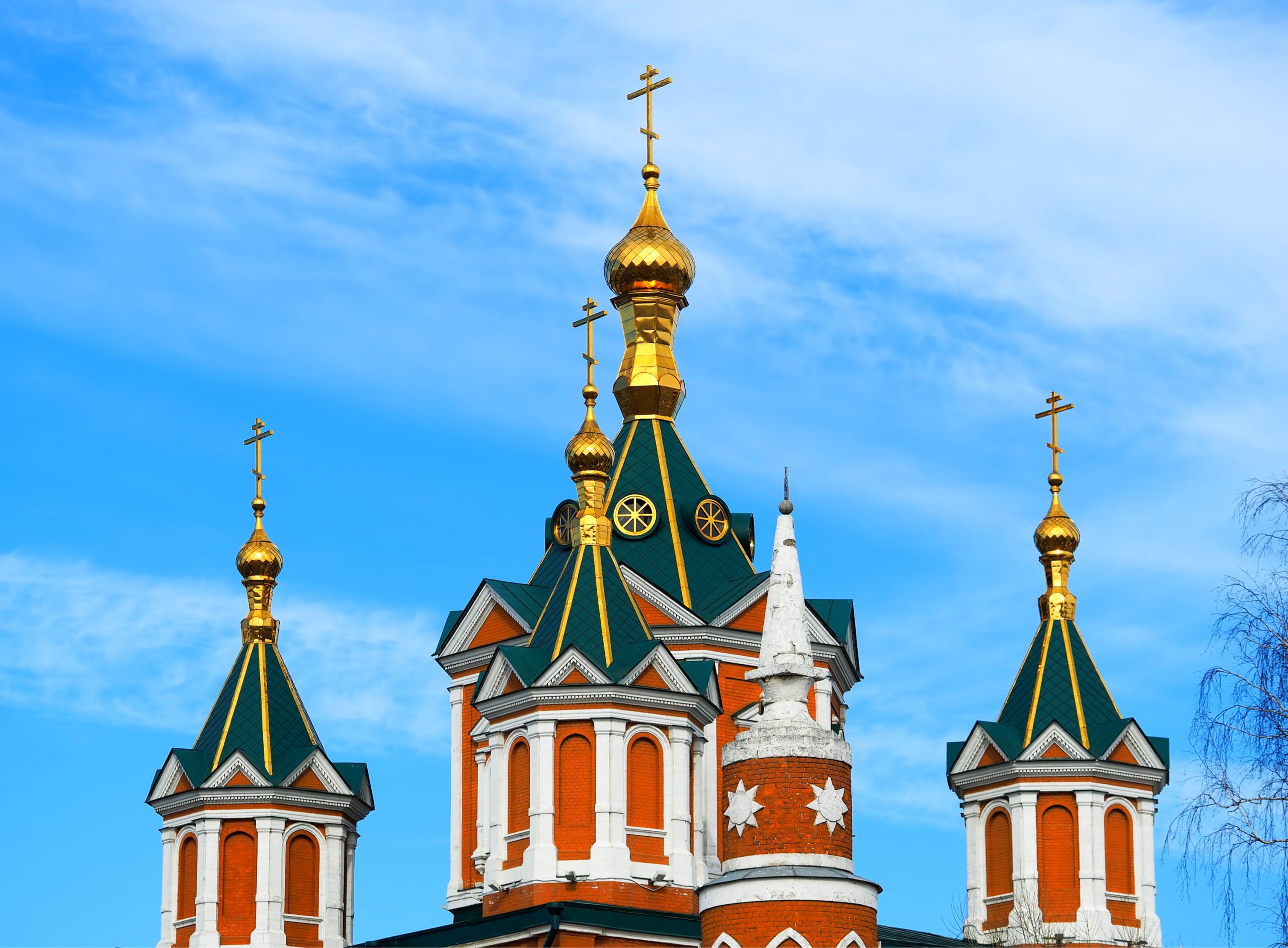 Classic Russian temple architecture background