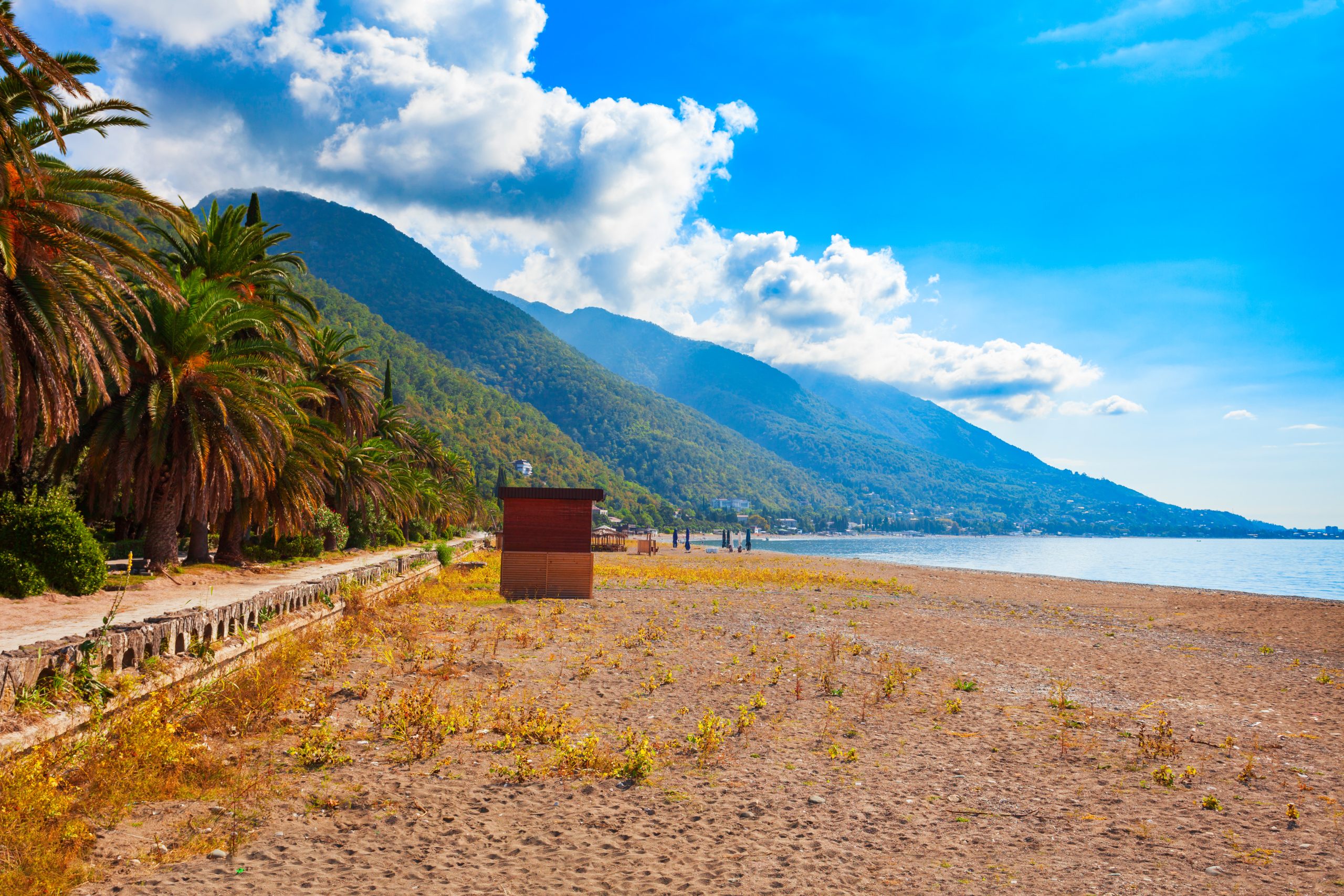 Gagra city beach in Abkhazia region of Georgia