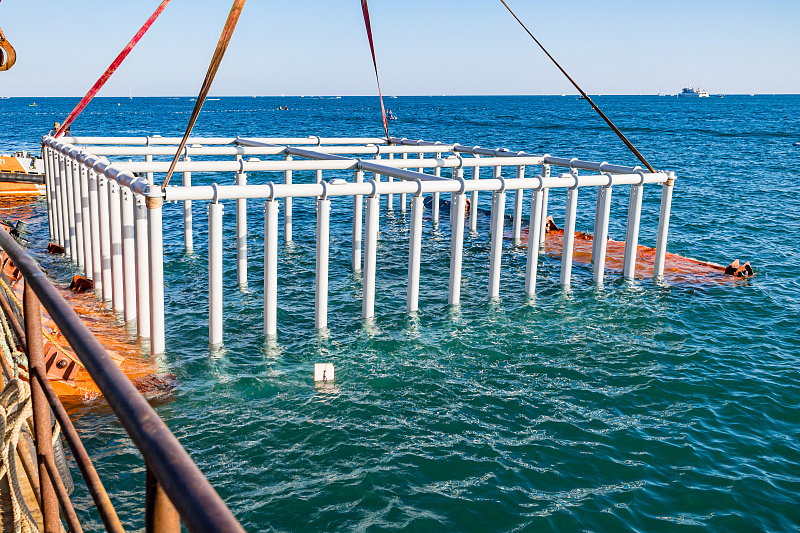 Каркасы для новых волноломов устанавливают на пляже «Маяк»: благодаря реконструкции Сочи будет защищен на ближайшие 100 лет