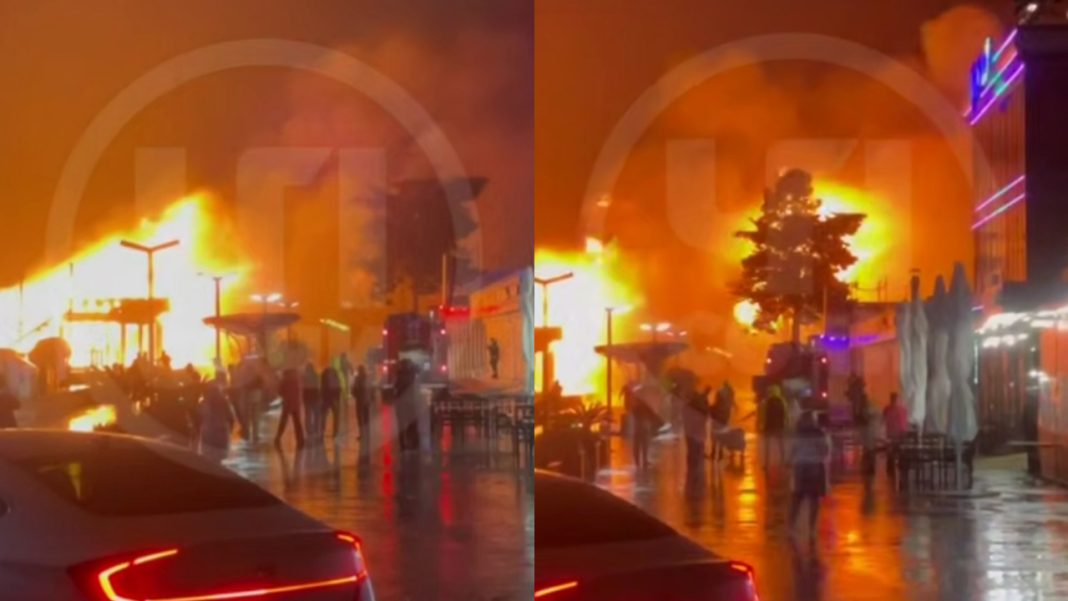 В Сочи дотла сгорел караоке-клуб «Огонек» — видео