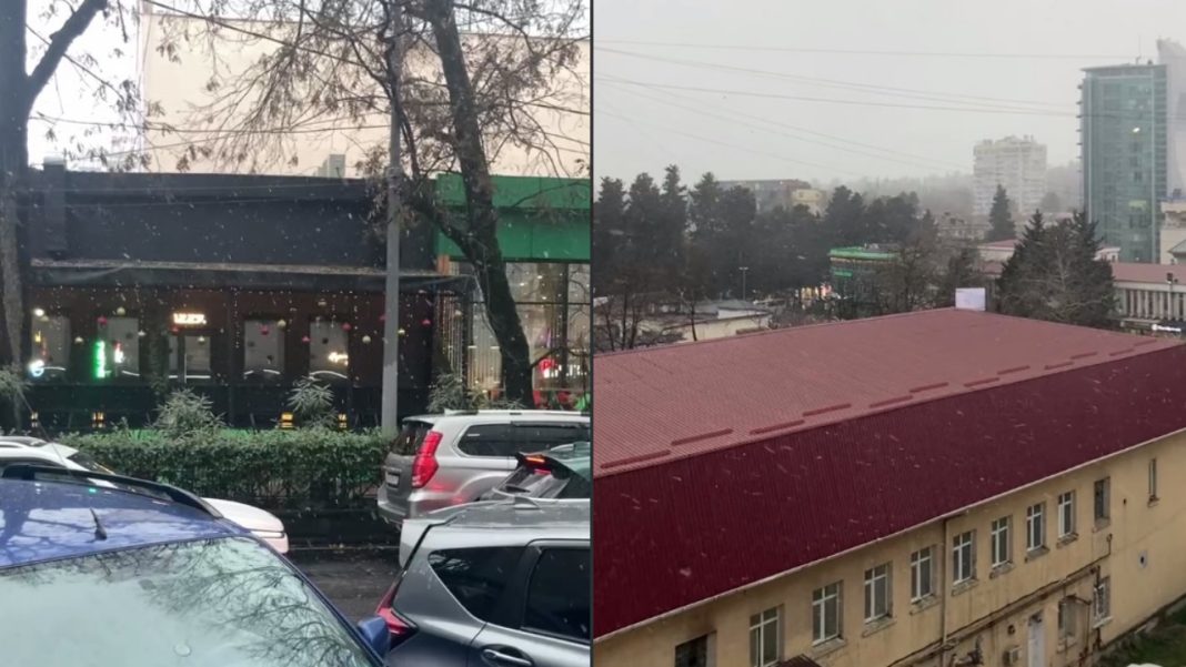 Первый снег в Сочи: осадки накрыли побережье — видео