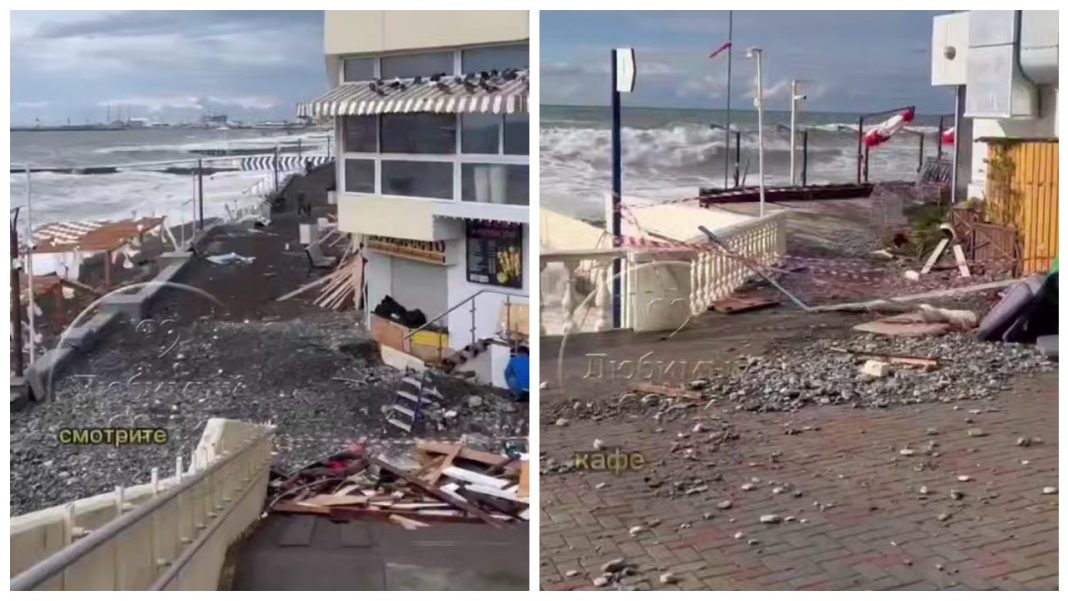 Стихия атакует: шторм повредил Приморскую набережную в Сочи