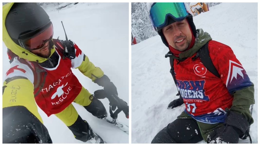 Спасатель из Сочи показал на видео эвакуацию пострадавшего при падении сноубордиста из Турции